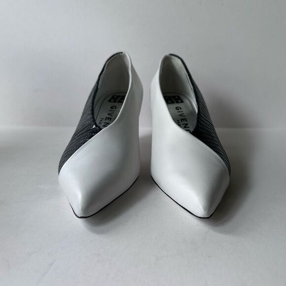 Givenchy Mod Black & White Lambskin & Exotic Pointed Toe Heels 38.5 EU 8 US - Picture 7 of 16